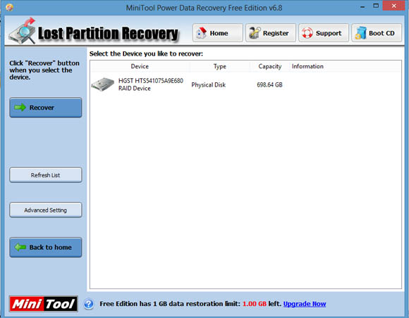 Lost partition recovery